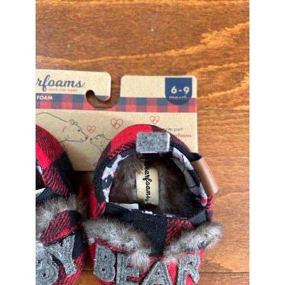 Dearfoams Christmas Red Plaid Baby Bear‎ 6-9 Months Infant Slippers NEW - Picture 4 of 6